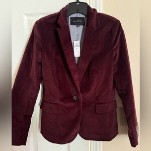 NWT Banana Republic size 8 velvet burgundy suit jacket with elbow covers